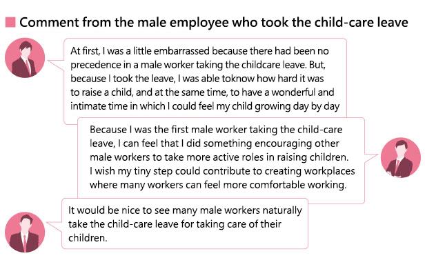■ Comment from the male employee who took the child-care leave